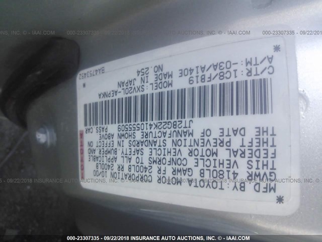 JT2BG22K410555509 - 2001 TOYOTA CAMRY CE/LE/XLE 米色 照片 9