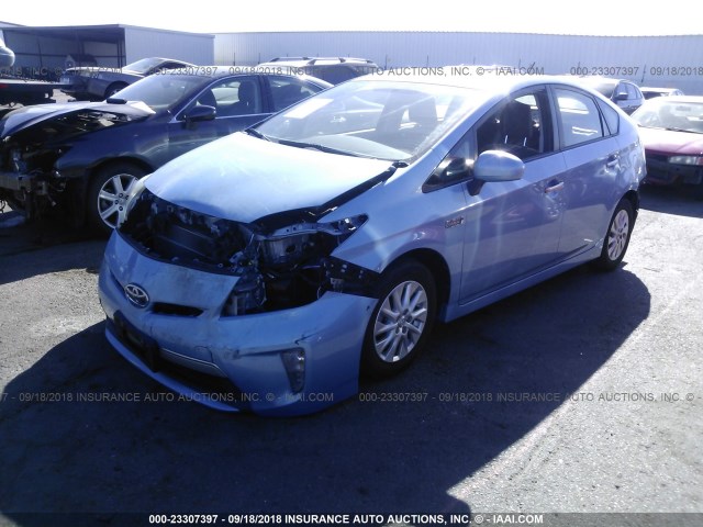 JTDKN3DPXE3051028 - 2014 TOYOTA PRIUS PLUG-IN  BLUE photo 2