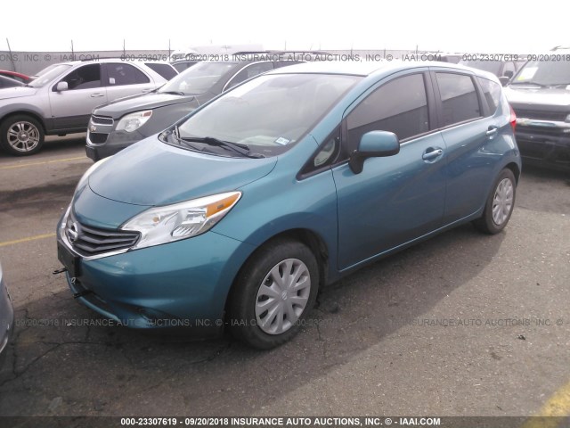 3N1CE2CP8EL426499 - 2014 NISSAN VERSA NOTE S/S PLUS/SV/SL BLUE photo 2