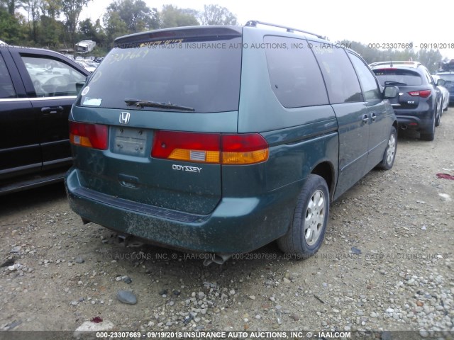 2HKRL18962H588497 - 2002 HONDA ODYSSEY EXL GREEN photo 4