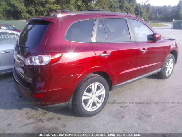 5XYZK4AG8BG002337 - 2011 HYUNDAI SANTA FE LIMITED BURGUNDY photo 4