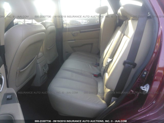 5XYZK4AG8BG002337 - 2011 HYUNDAI SANTA FE LIMITED BURGUNDY photo 8