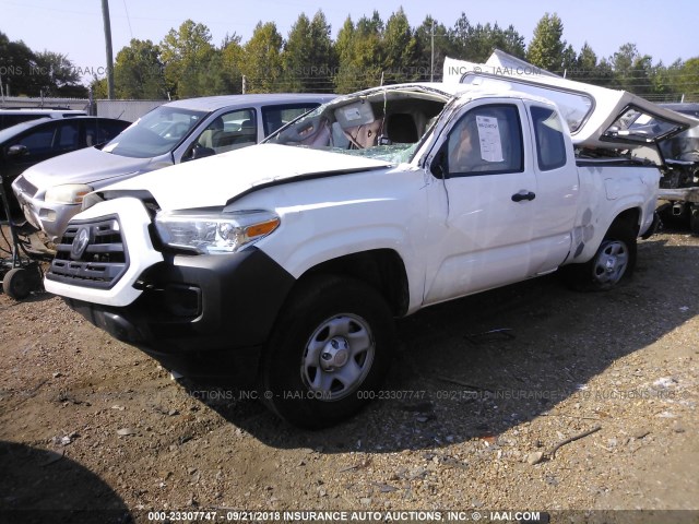 5TFRX5GN1JX119038 - 2018 TOYOTA TACOMA ACCESS CAB/SR/SR5/TRD SPT WHITE photo 2