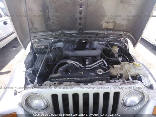 1J4FA49S16P783780 - 2006 JEEP WRANGLER / TJ SPORT SILVER photo 10