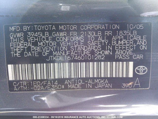 JTKDE167460101282 - 2006 TOYOTA SCION TC 绿色 照片 9