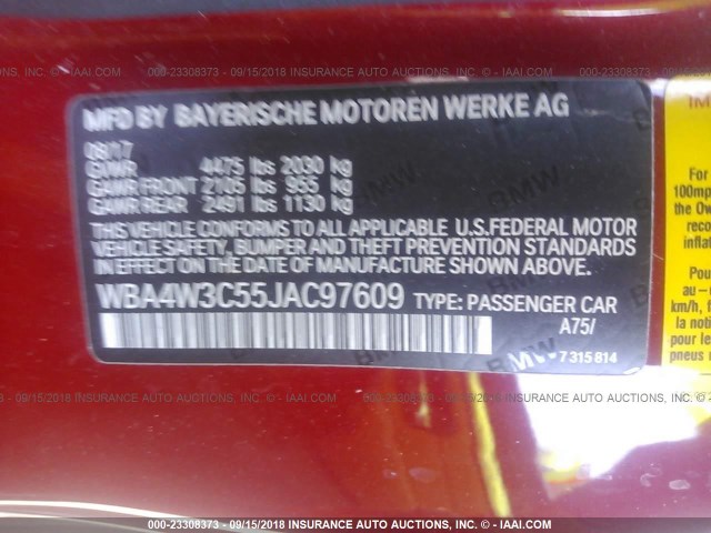 WBA4W3C55JAC97609 - 2018 BMW 430I RED photo 9