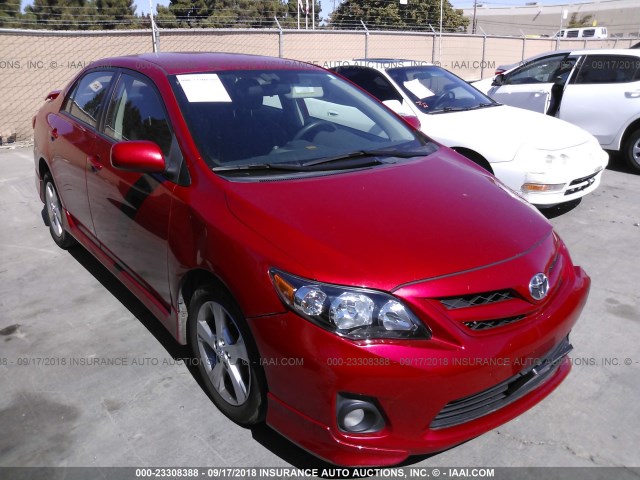 2T1BU4EE3CC831494 - 2012 TOYOTA COROLLA S/LE RED photo 1