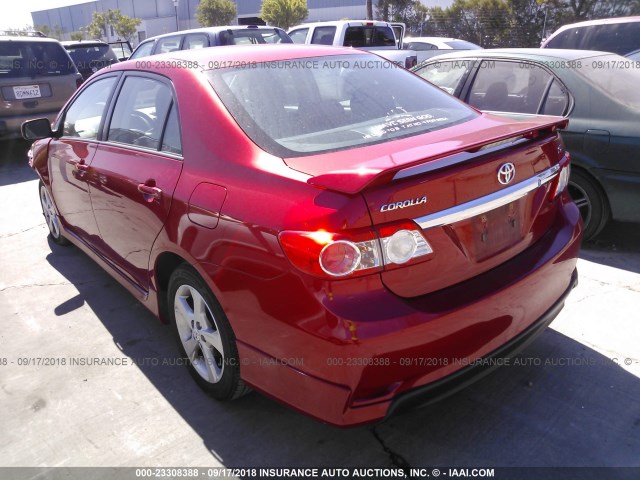 2T1BU4EE3CC831494 - 2012 TOYOTA COROLLA S/LE RED photo 3