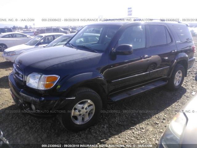 5TDBT48A32S128267 - 2002 TOYOTA SEQUOIA LIMITED BLACK photo 2