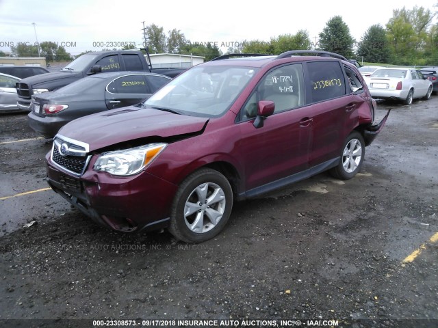 JF2SJADC3FH474312 - 2015 SUBARU FORESTER 2.5I PREMIUM RED photo 2