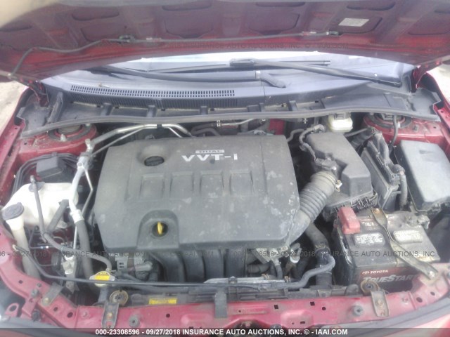 JTDBL40E199055780 - 2009 TOYOTA COROLLA LE/XLE RED photo 10