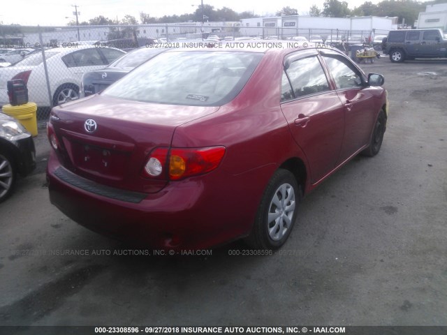 JTDBL40E199055780 - 2009 TOYOTA COROLLA LE/XLE RED photo 4