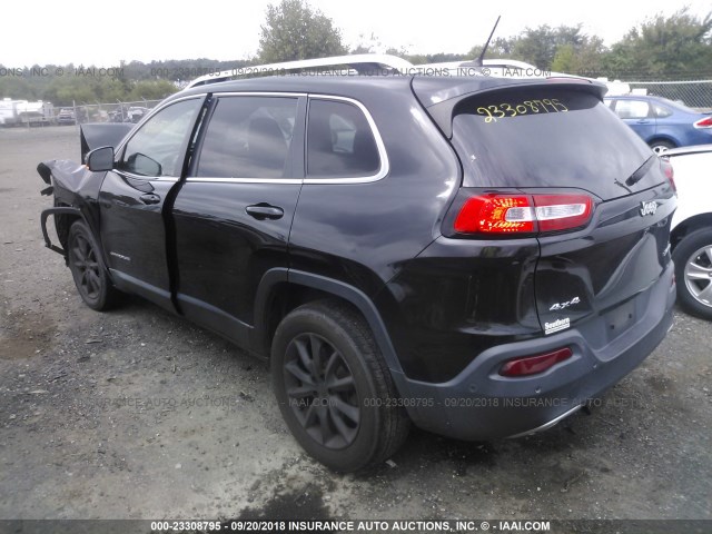 1C4PJMDB1EW250253 - 2014 JEEP CHEROKEE LIMITED BLACK photo 3