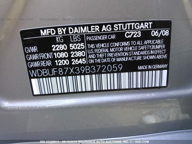 WDBUF87X39B372059 - 2009 MERCEDES-BENZ E 350 4MATIC Champagne photo 9