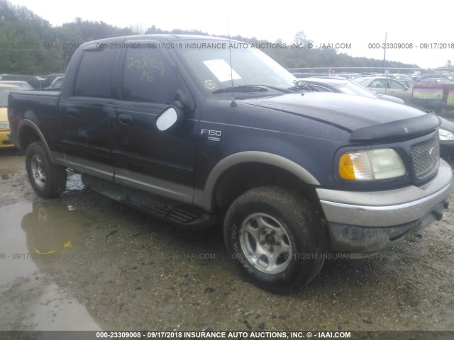 1FTRW08L81KB96506 - 2001 FORD F150 SUPERCREW BLUE photo 1