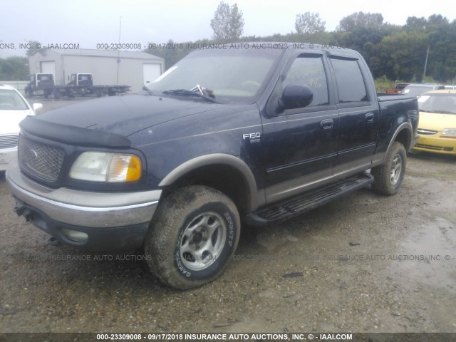 1FTRW08L81KB96506 - 2001 FORD F150 SUPERCREW BLUE photo 2