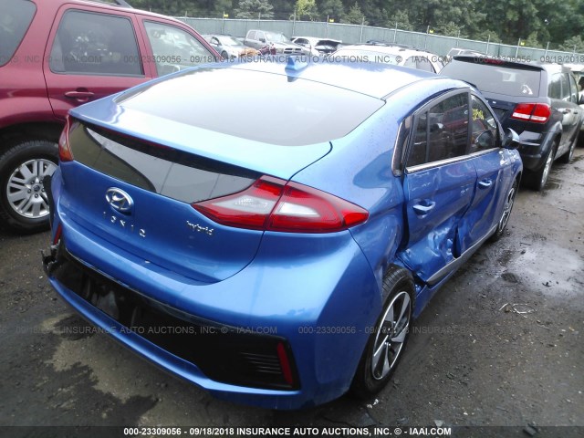 KMHC75LC5HU056110 - 2017 HYUNDAI IONIQ SEL BLUE photo 4