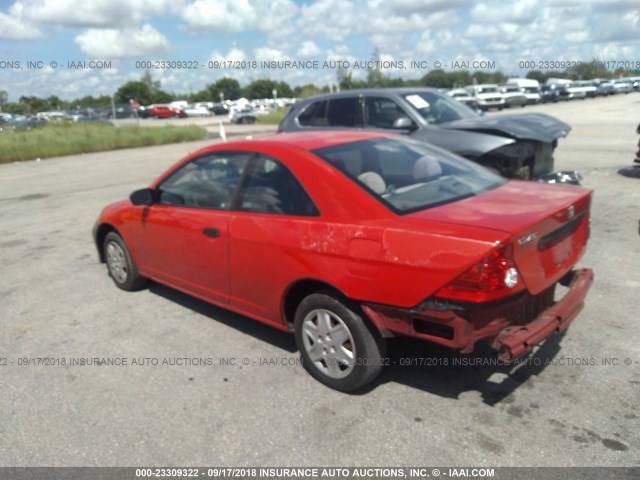 1HGEM22155L069690 - 2005 HONDA CIVIC DX VP RED photo 3
