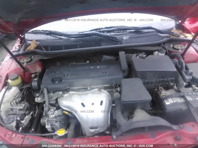 4T1BE46K48U227119 - 2008 TOYOTA CAMRY CE/LE/XLE/SE RED photo 10