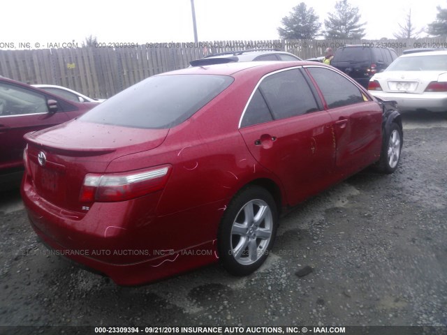 4T1BE46K48U227119 - 2008 TOYOTA CAMRY CE/LE/XLE/SE RED photo 4