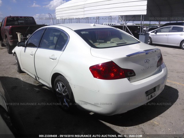 JNKBV61E58M215142 - 2008 INFINITI G35 WHITE photo 3