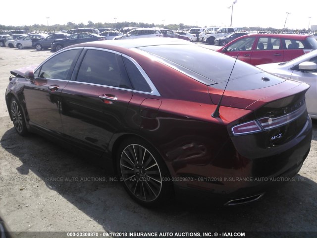 3LN6L2LU5ER825577 - 2014 LINCOLN MKZ HYBRID RED photo 3