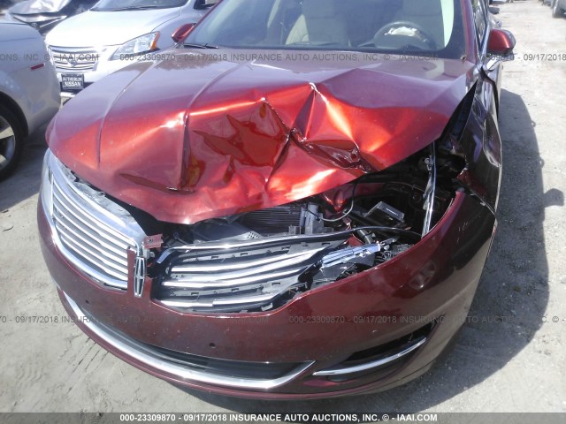 3LN6L2LU5ER825577 - 2014 LINCOLN MKZ HYBRID RED photo 6