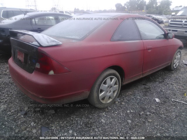 1HGEM22941L112108 - 2001 HONDA CIVIC SI/EX RED photo 4