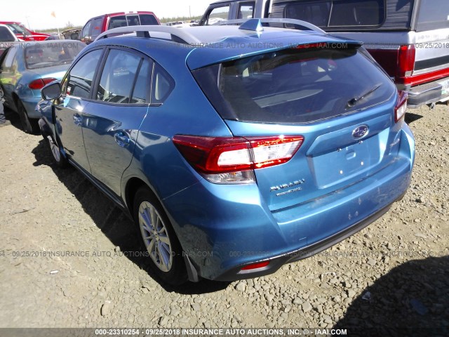 4S3GTAB61J3727242 - 2018 SUBARU IMPREZA PREMIUM BLUE photo 3