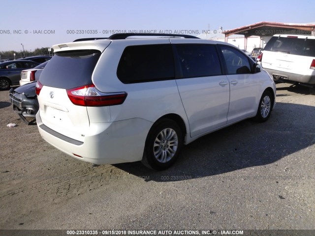 5TDYK3DC9FS590546 - 2015 TOYOTA SIENNA XLE/LIMITED WHITE photo 4