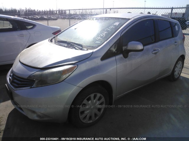 3N1CE2CP0EL434743 - 2014 NISSAN VERSA NOTE S/S PLUS/SV/SL SILVER photo 2
