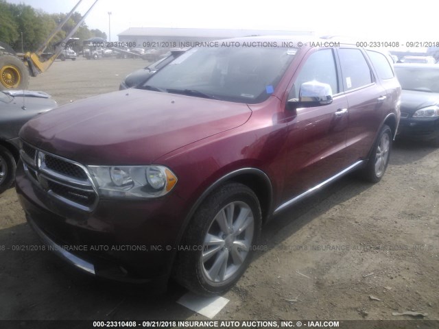 1D4RE4GG5BC638526 - 2011 DODGE DURANGO CREW RED photo 2