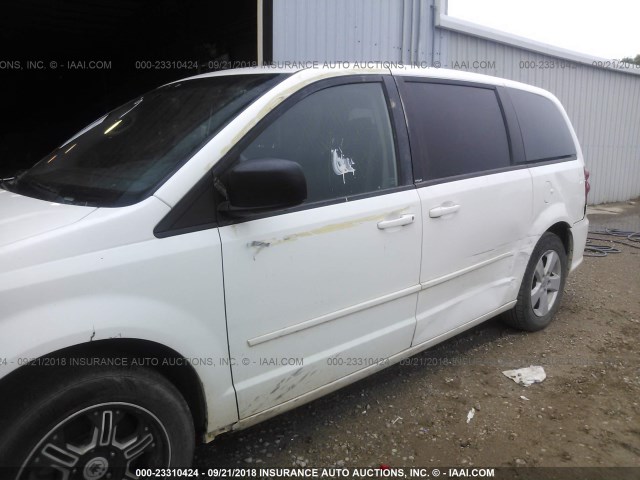 2C4RDGBG1DR616672 - 2013 DODGE GRAND CARAVAN SE WHITE photo 6