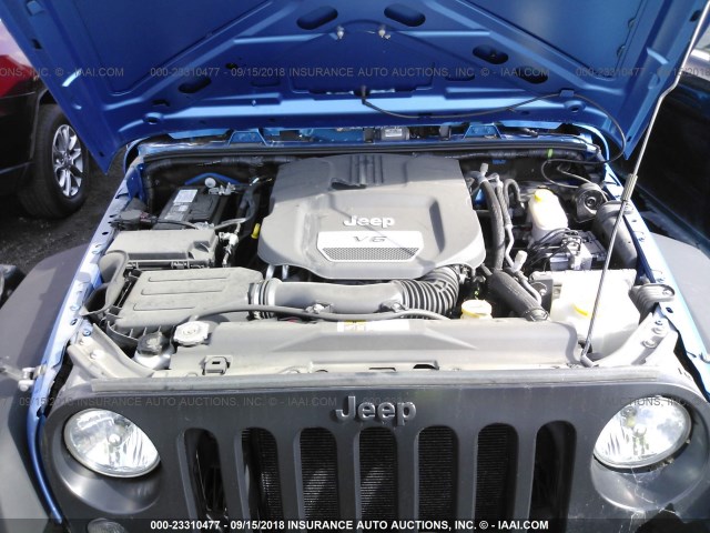 1C4HJWDG6GL139276 - 2016 JEEP WRANGLER UNLIMITE SPORT BLUE photo 10