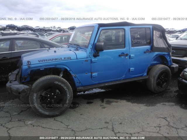 1C4HJWDG6GL139276 - 2016 JEEP WRANGLER UNLIMITE SPORT BLUE photo 6