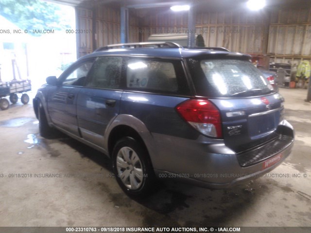 4S4BP60C487356693 - 2008 SUBARU OUTBACK BLUE photo 3