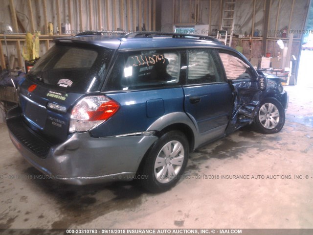 4S4BP60C487356693 - 2008 SUBARU OUTBACK BLUE photo 4