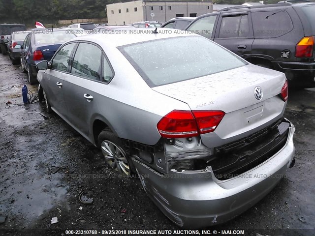 1VWAP7A39CC078486 - 2012 VOLKSWAGEN PASSAT S SILVER photo 3