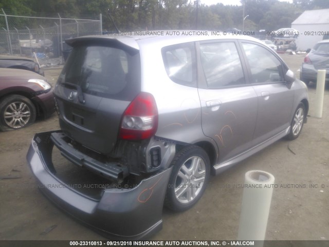 JHMGD38697S041284 - 2007 HONDA FIT S GRAY photo 4