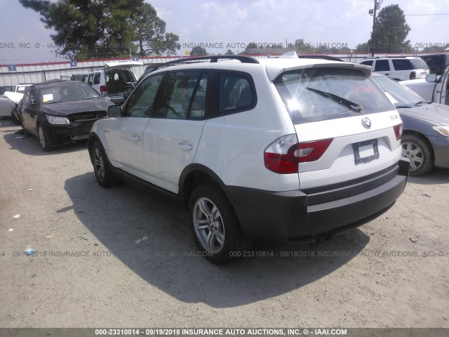 WBXPA93494WC31535 - 2004 BMW X3 3.0I WHITE photo 3