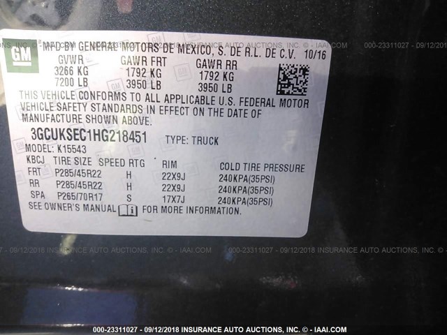 3GCUKSEC1HG218451 - 2017 CHEVROLET SILVERADO K1500 LTZ BLUE photo 9