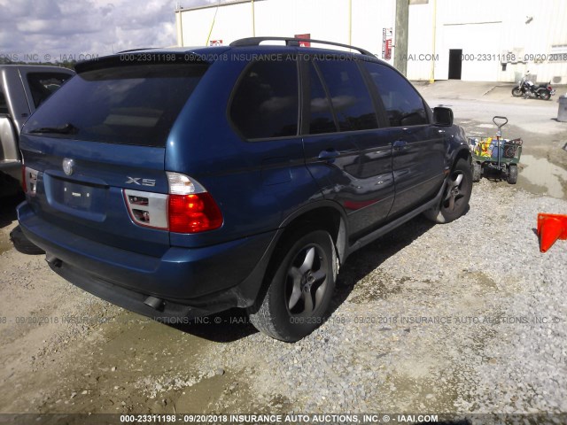 5UXFA53543LV95724 - 2003 BMW X5 3.0I BLUE photo 4