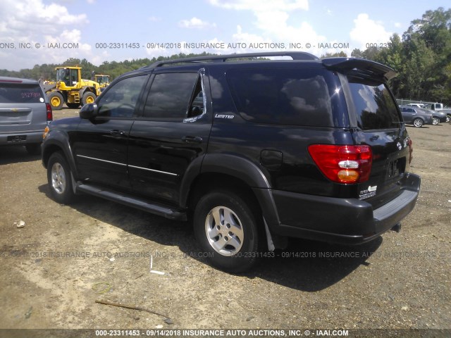 5TDZT38A52S121345 - 2002 TOYOTA SEQUOIA LIMITED BLACK photo 3