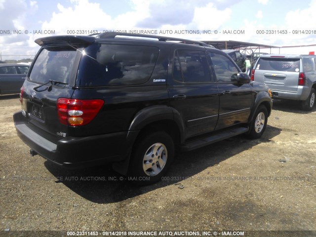 5TDZT38A52S121345 - 2002 TOYOTA SEQUOIA LIMITED BLACK photo 4