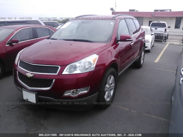 1GNKRGED8CJ222858 - 2012 CHEVROLET TRAVERSE LT RED photo 2