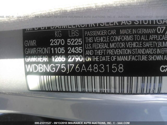 WDBNG75J76A483158 - 2006 MERCEDES-BENZ S 500 SILVER photo 9