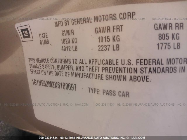 1G1NE52M2X6180697 - 1999 CHEVROLET MALIBU LS Gümüş foto 9