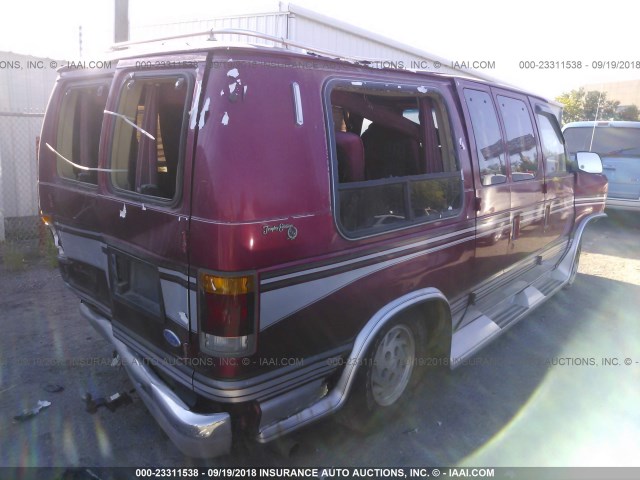 1FDEE14H8RHA44335 - 1994 FORD ECONOLINE E150 VAN RED photo 4