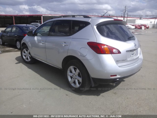 JN8AZ18W59W101915 - 2009 NISSAN MURANO S/SL/LE SILVER photo 3