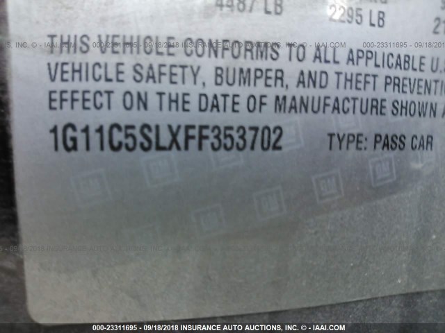 1G11C5SLXFF353702 - 2015 CHEVROLET MALIBU 1LT MAROON photo 9